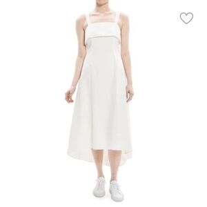 Theory White Linen Blend Midi Dress Size 4